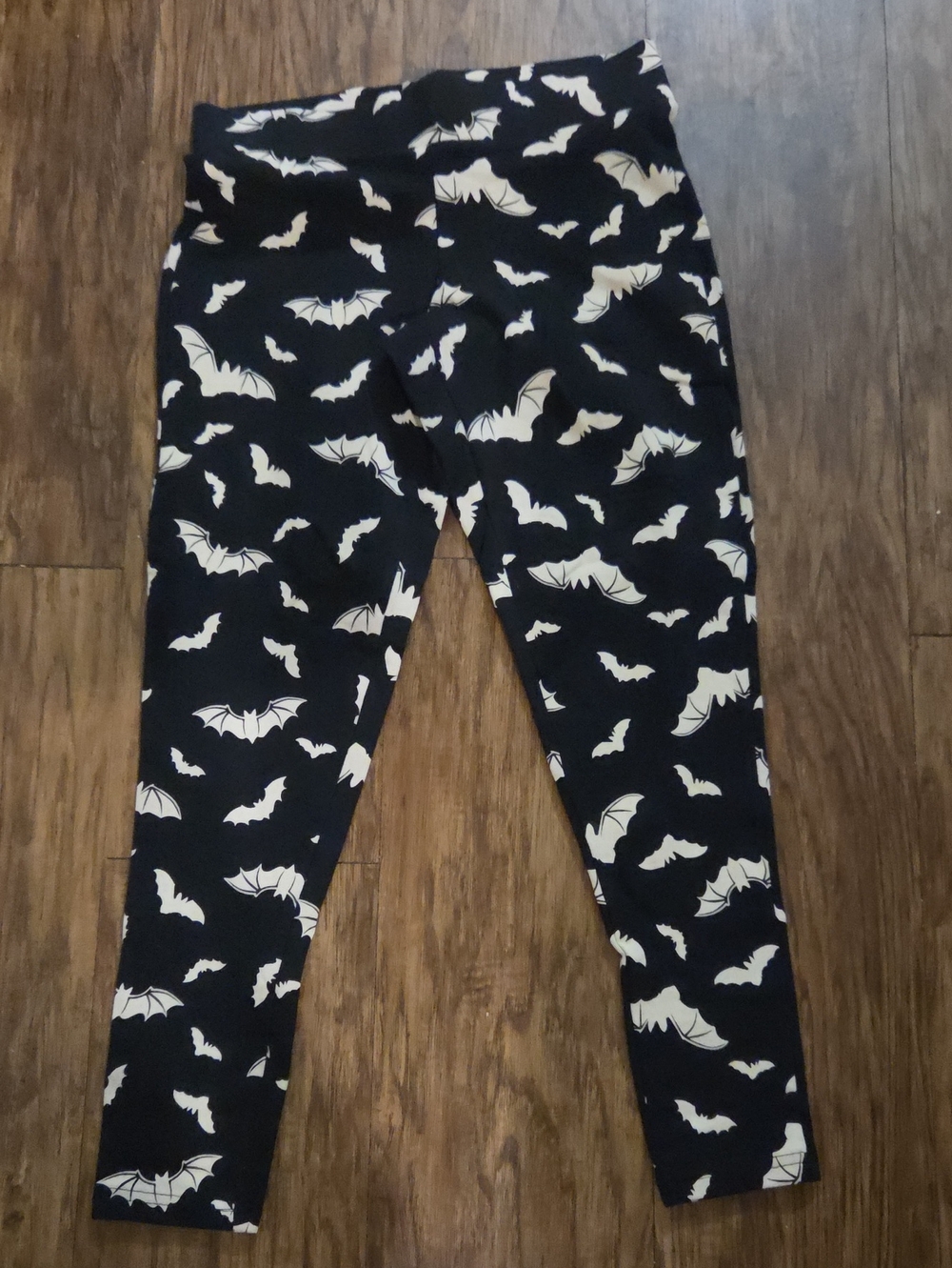 torrid Black Leggings with Cream Bat Print